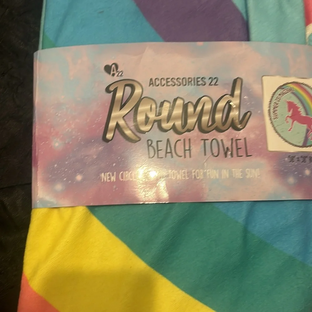 Unicorn Round Beach Towel NWT NEW